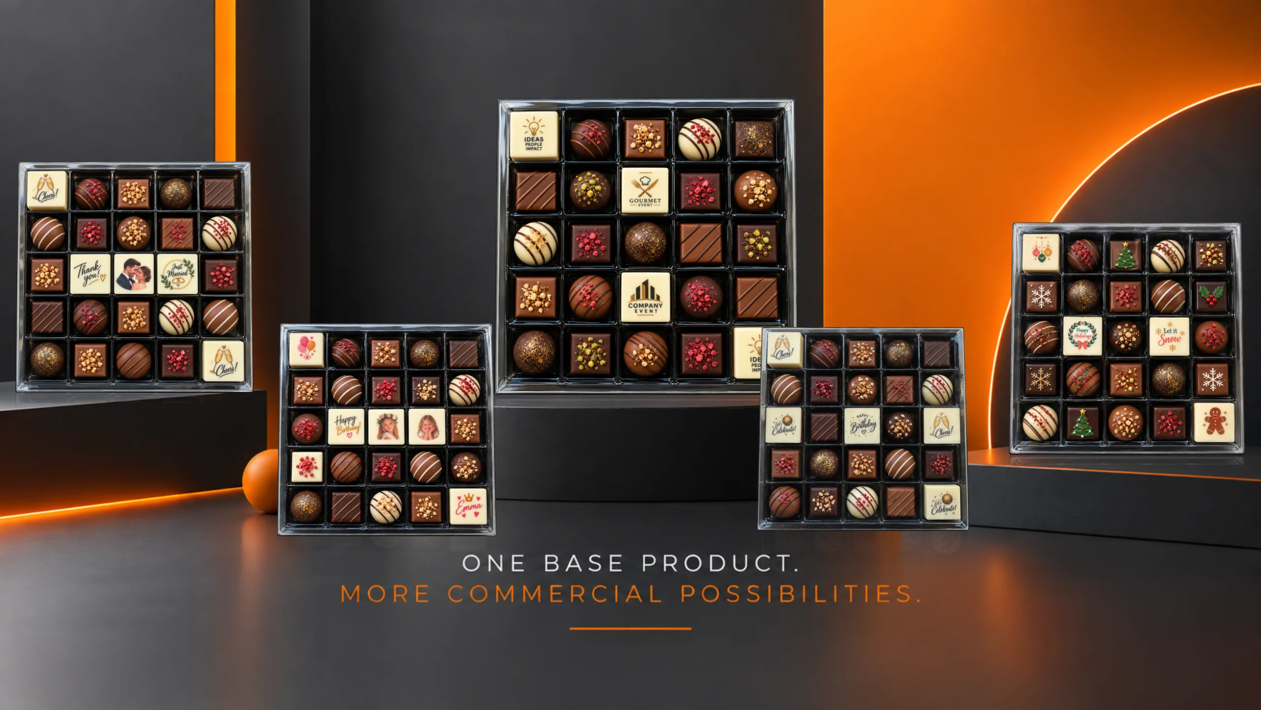 Personalized chocolate and praline samples